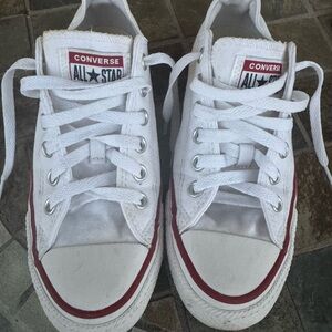 Converse White Low Top Sneakers with Red Trim